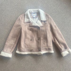 Talbots machine washable jacket! Petite Medium tan faux suede/sherpa lining
